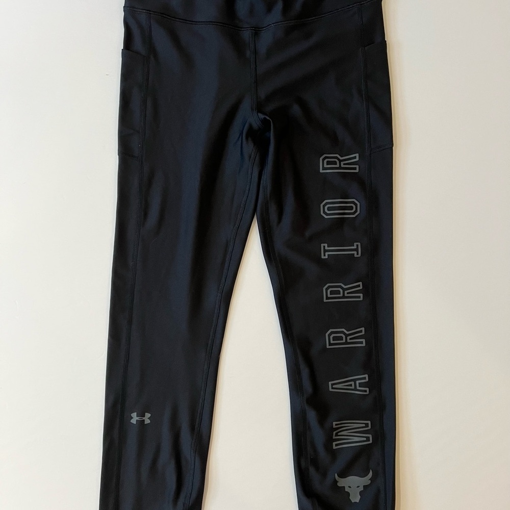 Under Armour NWT Project Rock High Rise Black Compression Woman’s Med Le…